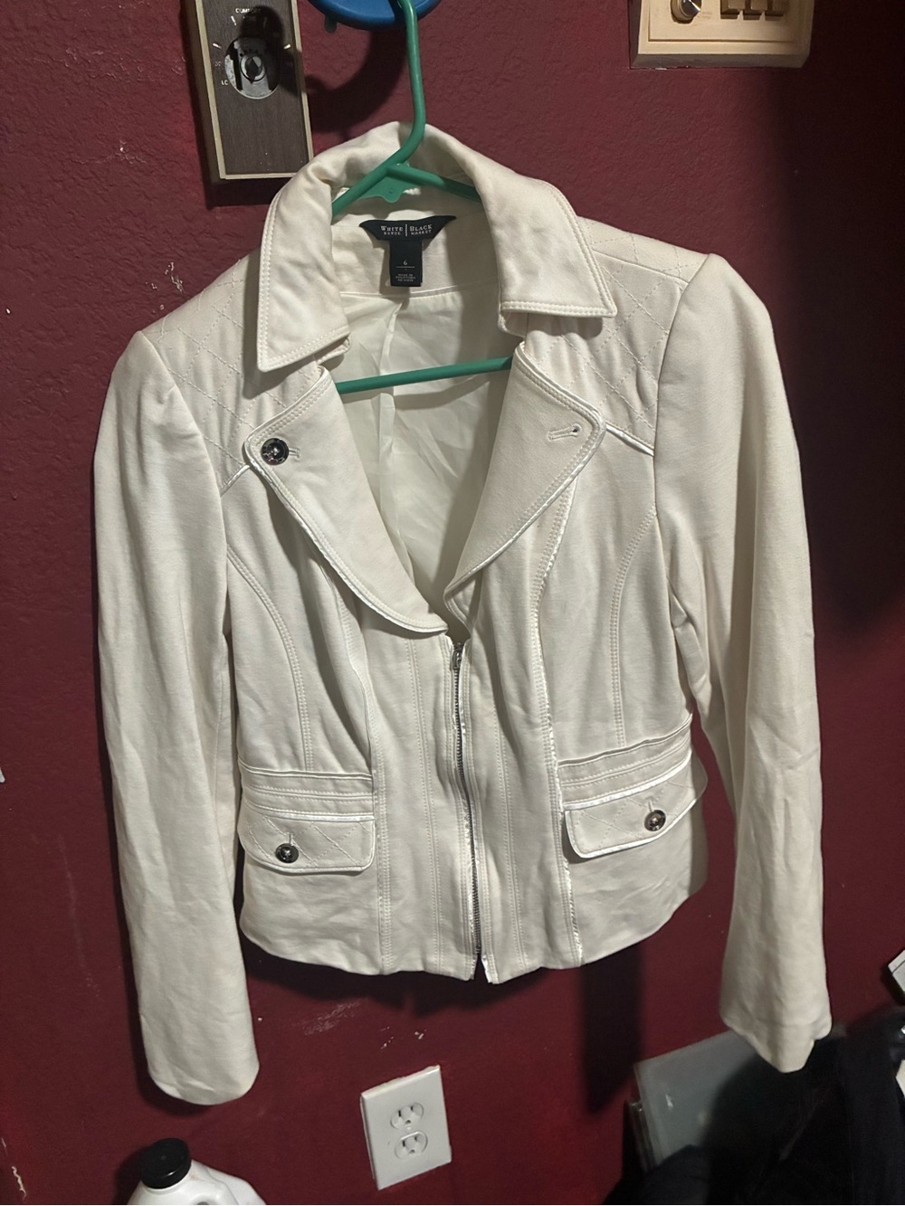 Worthington Cream Zip-Front Moto Jacket